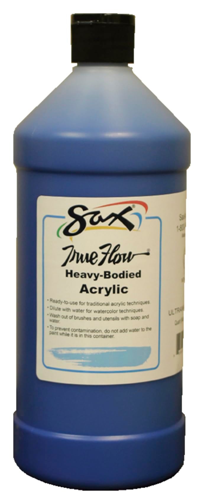 Sax True Flow Heavy Body Acrylic Paint, 1 Quart, Ultramarine Blue - 409788 - Image 1